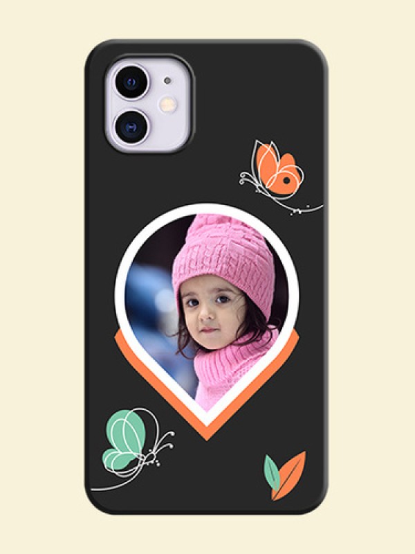 Upload Pic With Simple Butterly Design On Space Black Personalized Soft Matte Phone Covers -Apple Iphone 11