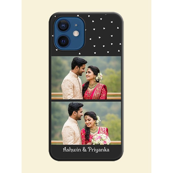 Miniature Love Symbols with Name on Space Black Custom Soft Matte Back Cover - iPhone 12 Mini Miniature Love Symbols with Name on Space Black Custom Soft Matte Back Cover - iPhone 12 Mini