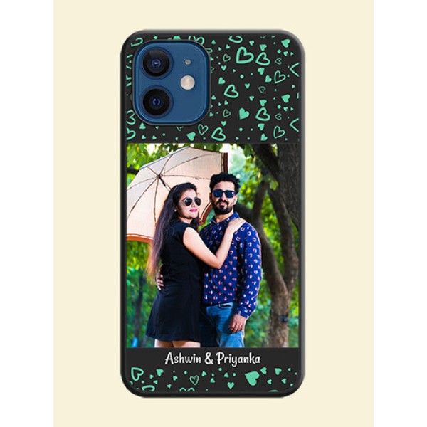 Sea Green Indefinite Love Pattern on Photo on Space Black Soft Matte Mobile Cover - iPhone 12 Mini Sea Green Indefinite Love Pattern on Photo on Space Black Soft Matte Mobile Cover - iPhone 12 Mini