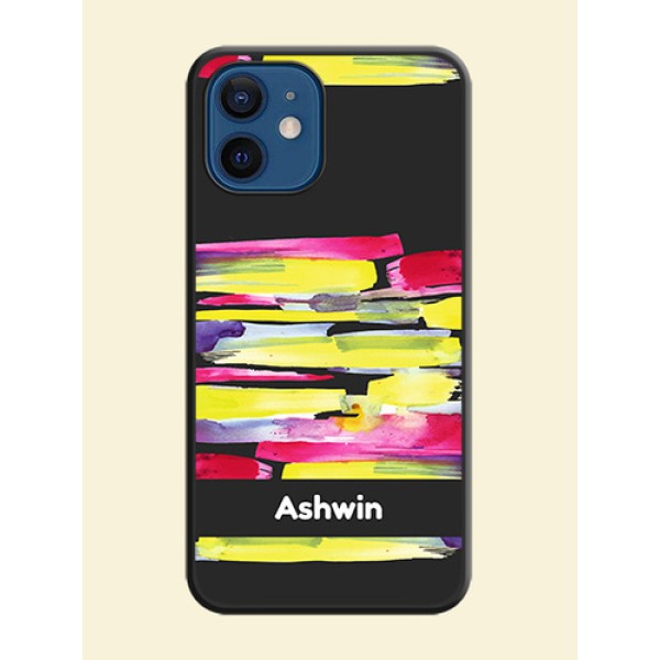 Brush Coloured on Space Black Personalized Soft Matte Phone Covers - iPhone 12 Mini Brush Coloured on Space Black Personalized Soft Matte Phone Covers - iPhone 12 Mini