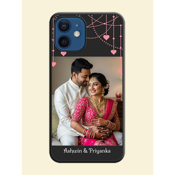 Pink Love Hangings with Text on Space Black Custom Soft Matte Back Cover - iPhone 12 Mini Pink Love Hangings with Text on Space Black Custom Soft Matte Back Cover - iPhone 12 Mini