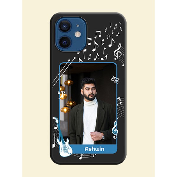Musical Theme Design with Text on Photo on Space Black Soft Matte Mobile Case - iPhone 12 Mini Musical Theme Design with Text on Photo on Space Black Soft Matte Mobile Case - iPhone 12 Mini