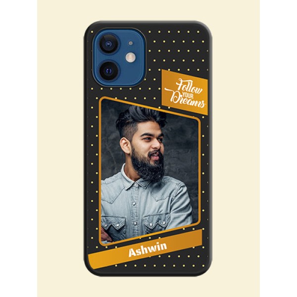 Follow Your Dreams with White Dots on Space Black Custom Soft Matte Phone Cases - iPhone 12 Mini Follow Your Dreams with White Dots on Space Black Custom Soft Matte Phone Cases - iPhone 12 Mini