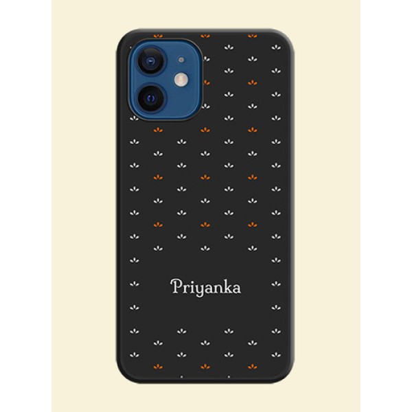 Simple Pattern With Custom Text On Space Black Personalized Soft Matte Phone Covers -Apple Iphone 12 Mini Simple Pattern With Custom Text On Space Black Personalized Soft Matte Phone Covers -Apple Iphone 12 Mini