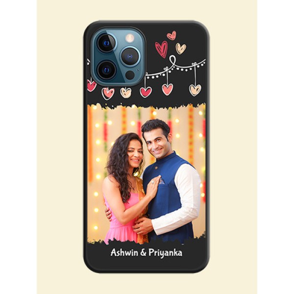 Pink Love Hangings with Name on Space Black Custom Soft Matte Phone Cases - iPhone 12 Pro Max Pink Love Hangings with Name on Space Black Custom Soft Matte Phone Cases - iPhone 12 Pro Max