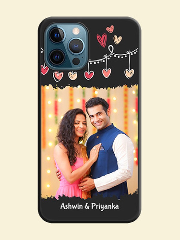 Pink Love Hangings with Name on Space Black Custom Soft Matte Phone Cases - iPhone 12 Pro Max