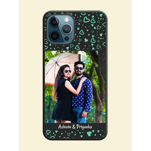 Sea Green Indefinite Love Pattern on Photo on Space Black Soft Matte Mobile Cover - iPhone 12 Pro Max Sea Green Indefinite Love Pattern on Photo on Space Black Soft Matte Mobile Cover - iPhone 12 Pro Max