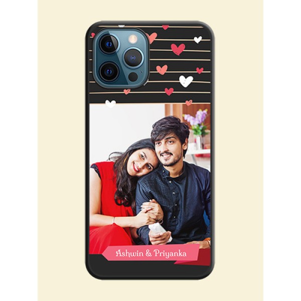 Love Pattern with Name on Pink Ribbon on Photo on Space Black Soft Matte Back Cover - iPhone 12 Pro Max Love Pattern with Name on Pink Ribbon on Photo on Space Black Soft Matte Back Cover - iPhone 12 Pro Max
