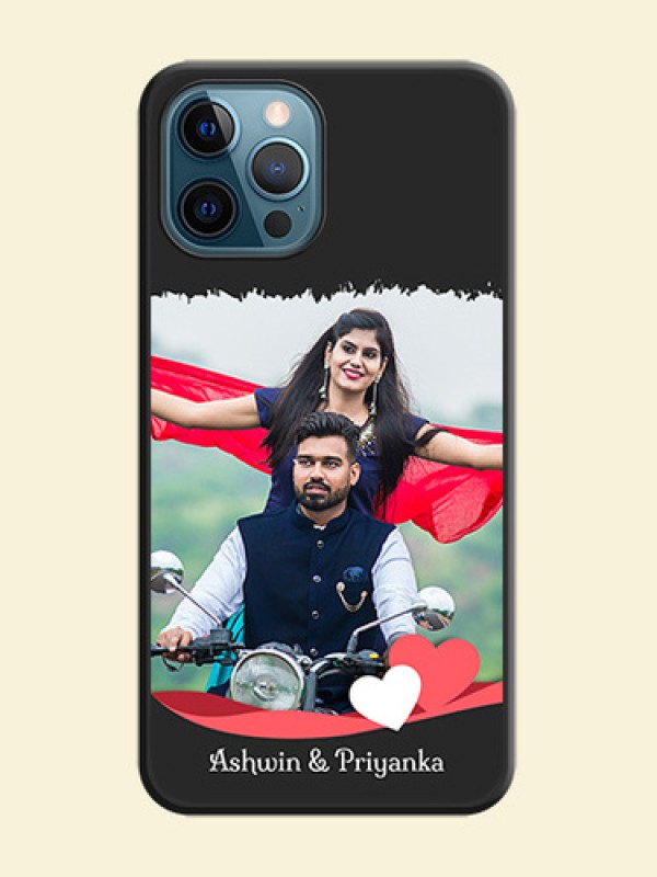 Pin Color Love Shaped Ribbon Design with Text on Space Black Custom Soft Matte Phone Back Cover - iPhone 12 Pro Max