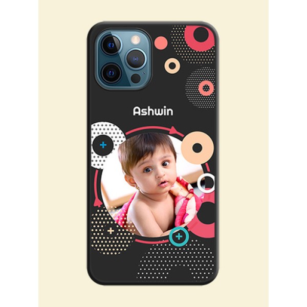 Multicoloured Round Image on Personalised Space Black Soft Matte Cases - iPhone 12 Pro Max Multicoloured Round Image on Personalised Space Black Soft Matte Cases - iPhone 12 Pro Max
