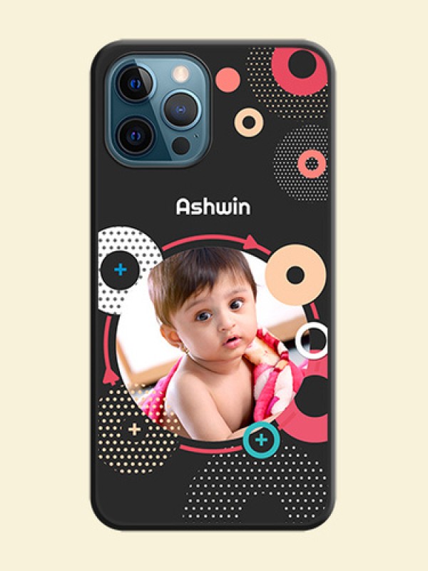 Multicoloured Round Image on Personalised Space Black Soft Matte Cases - iPhone 12 Pro Max