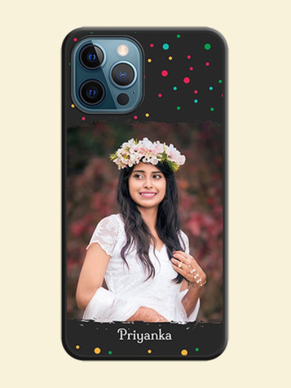 Multicolor Dotted Pattern with Text on Space Black Custom Soft Matte Phone Back Cover - iPhone 12 Pro Max