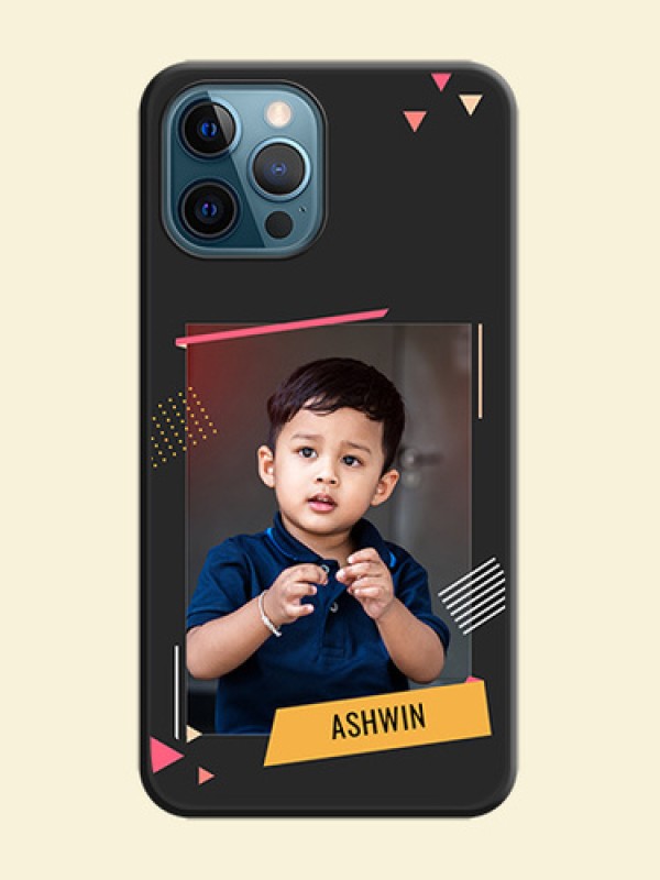 Photo Frame with Triangle Small Dots on Photo on Space Black Soft Matte Back Cover - iPhone 12 Pro Max