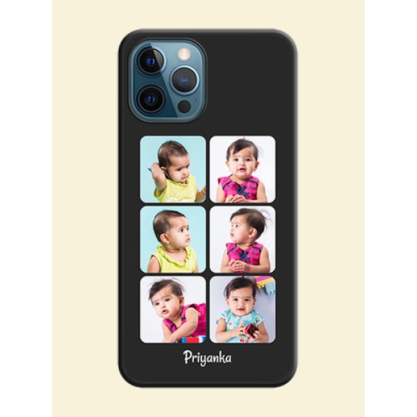 Floral Art with 6 Image Holder on Photo on Space Black Soft Matte Mobile Case - iPhone 12 Pro Max Floral Art with 6 Image Holder on Photo on Space Black Soft Matte Mobile Case - iPhone 12 Pro Max