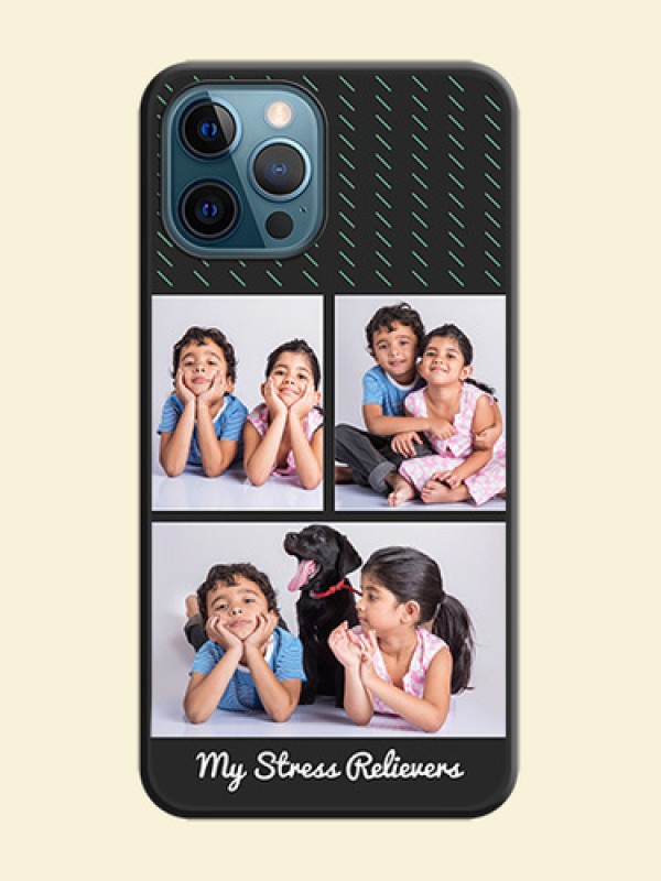 Cross Dotted Pattern with 2 Image Holder  on Personalised Space Black Soft Matte Cases - iPhone 12 Pro Max