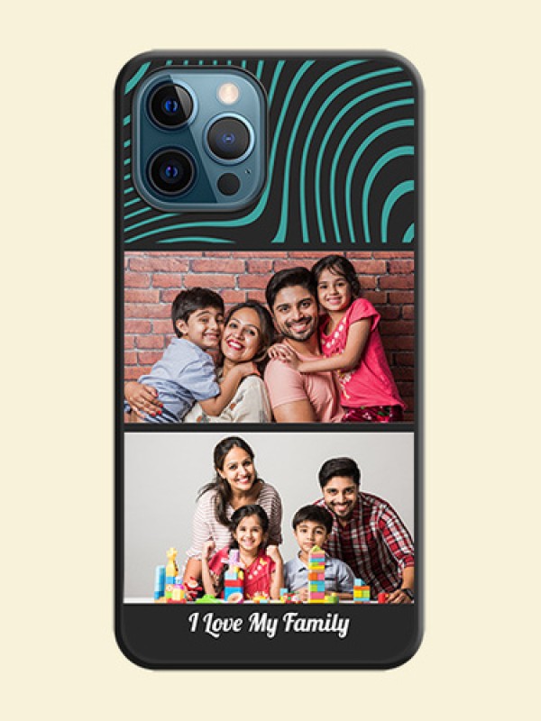 Wave Pattern with 2 Image Holder on Space Black Personalized Soft Matte Phone Covers - iPhone 12 Pro Max