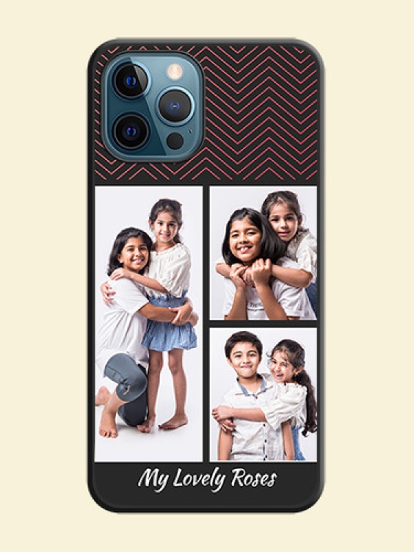 Wave Pattern with 3 Image Holder on Space Black Custom Soft Matte Back Cover - iPhone 12 Pro Max