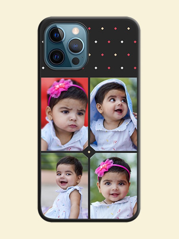 Multicolor Dotted Pattern with 4 Image Holder on Space Black Custom Soft Matte Phone Cases - iPhone 12 Pro Max