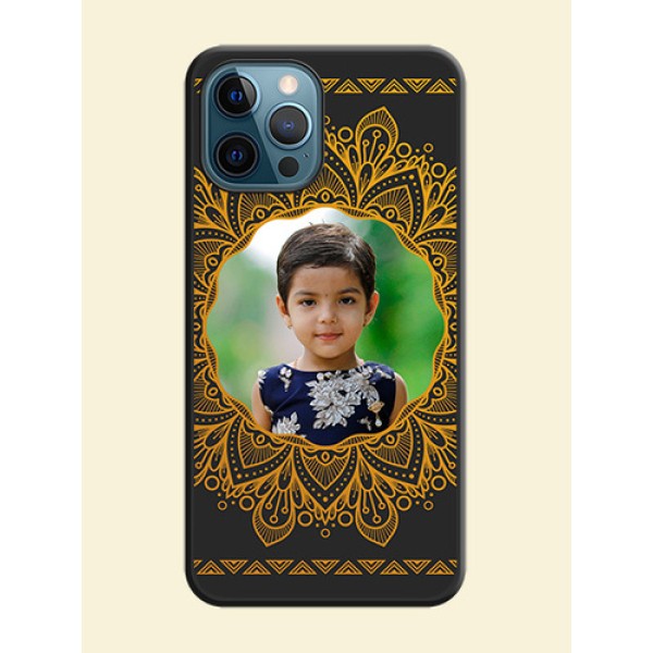 Round Image with Floral Design on Photo on Space Black Soft Matte Mobile Cover - iPhone 12 Pro Max Round Image with Floral Design on Photo on Space Black Soft Matte Mobile Cover - iPhone 12 Pro Max