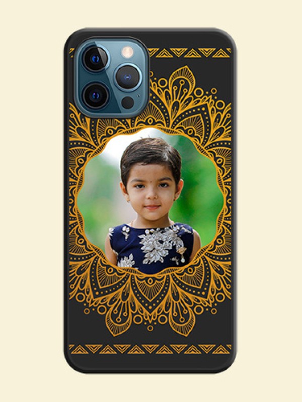 Round Image with Floral Design on Photo on Space Black Soft Matte Mobile Cover - iPhone 12 Pro Max