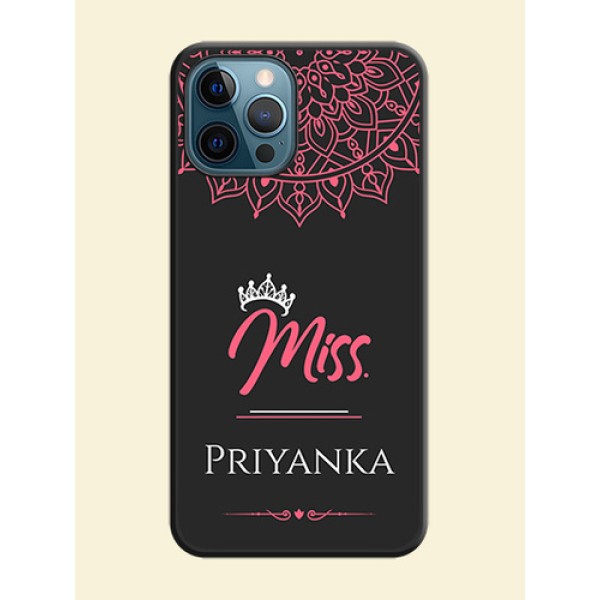 Mrs Name with Floral Design on Space Black Personalized Soft Matte Phone Covers - iPhone 12 Pro Max Mrs Name with Floral Design on Space Black Personalized Soft Matte Phone Covers - iPhone 12 Pro Max