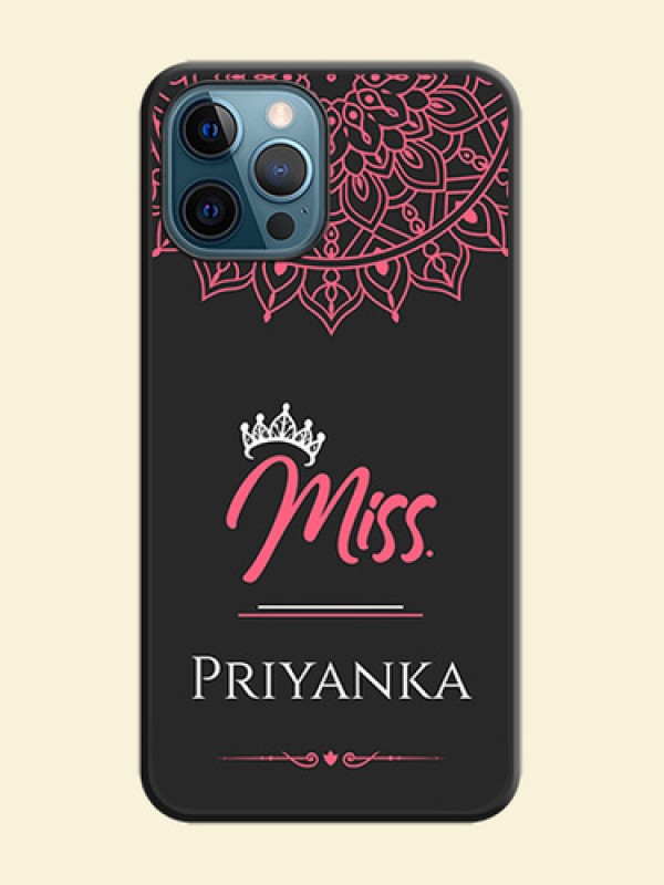 Mrs Name with Floral Design on Space Black Personalized Soft Matte Phone Covers - iPhone 12 Pro Max