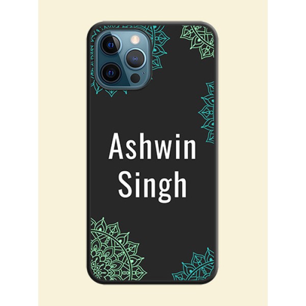 Your Name with Floral Design on Space Black Custom Soft Matte Back Cover - iPhone 12 Pro Max Your Name with Floral Design on Space Black Custom Soft Matte Back Cover - iPhone 12 Pro Max