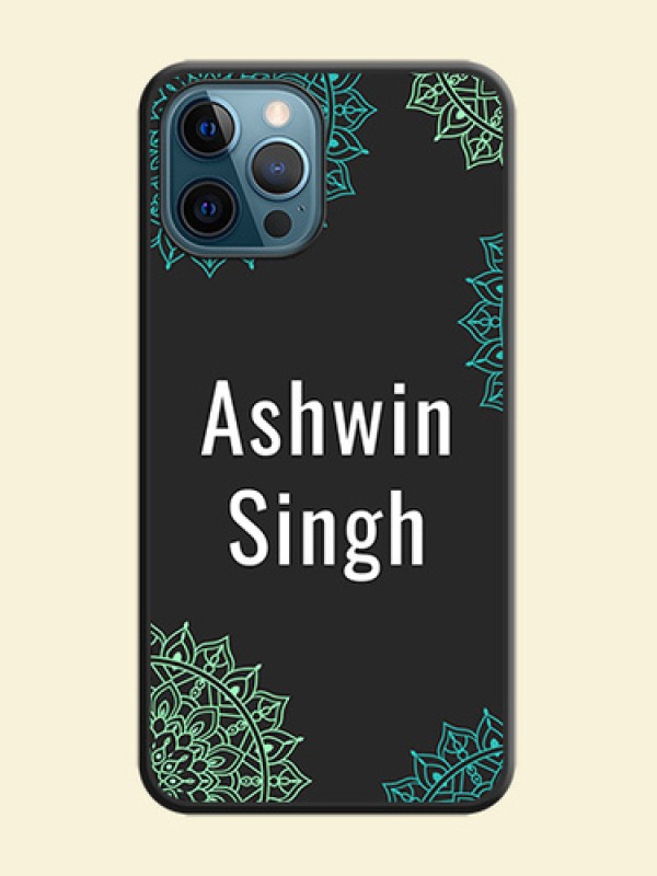 Your Name with Floral Design on Space Black Custom Soft Matte Back Cover - iPhone 12 Pro Max