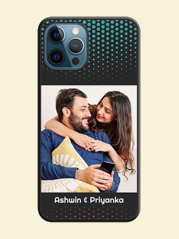 Faded Dots with Grunge Photo Frame and Text on Space Black Custom Soft Matte Phone Cases - iPhone 12 Pro Max
