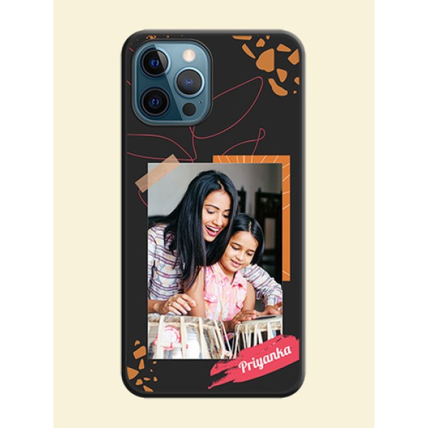 Orange Photo Frame on Space Black Custom Soft Matte Phone Back Cover - iPhone 12 Pro Max Orange Photo Frame on Space Black Custom Soft Matte Phone Back Cover - iPhone 12 Pro Max