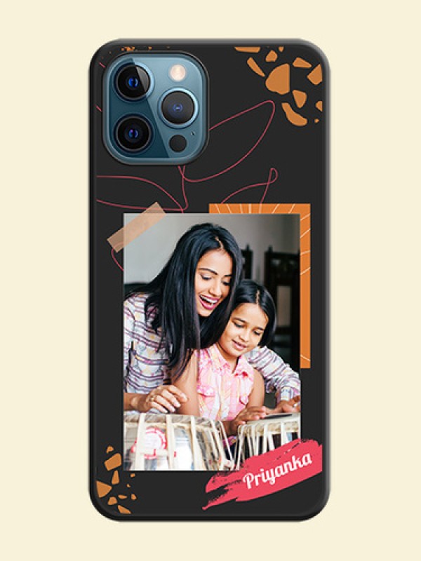 Orange Photo Frame on Space Black Custom Soft Matte Phone Back Cover - iPhone 12 Pro Max