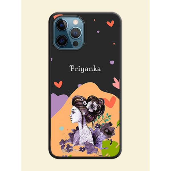 Namecase For Her With Fancy Lady Image On Space Black Personalized Soft Matte Phone Covers -Apple Iphone 12 Pro Max Namecase For Her With Fancy Lady Image On Space Black Personalized Soft Matte Phone Covers -Apple Iphone 12 Pro Max