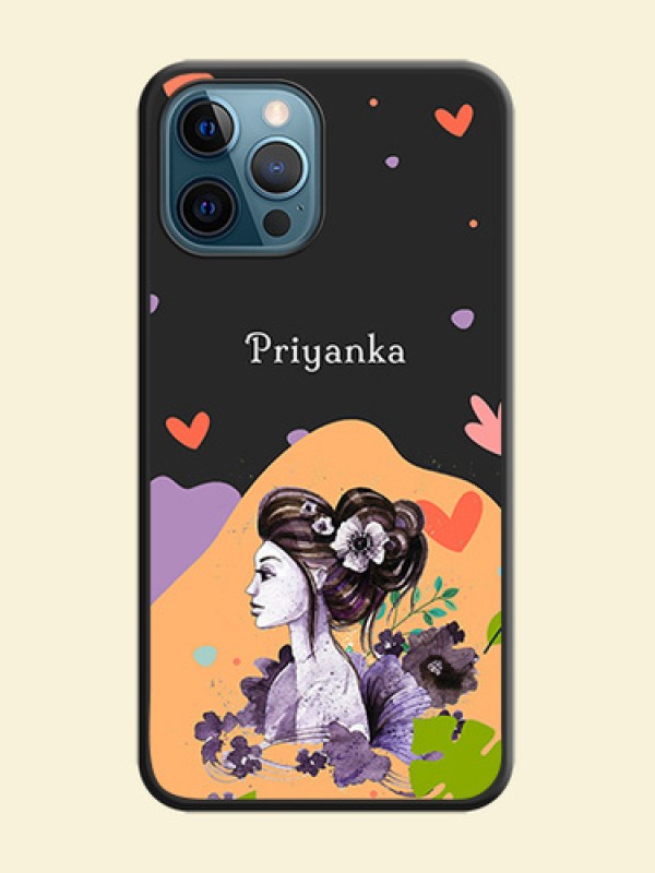 Namecase For Her With Fancy Lady Image On Space Black Personalized Soft Matte Phone Covers -Apple Iphone 12 Pro Max