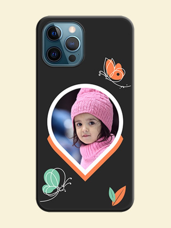 Upload Pic With Simple Butterly Design On Space Black Personalized Soft Matte Phone Covers -Apple Iphone 12 Pro Max