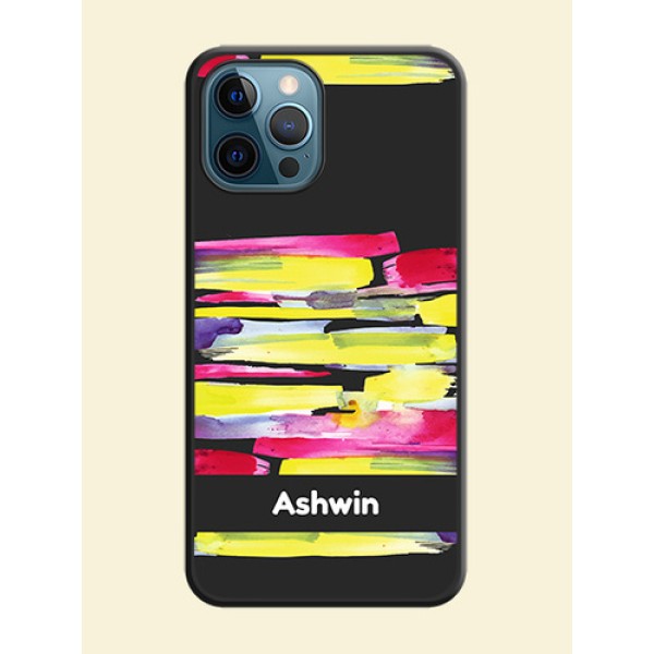 Brush Coloured on Space Black Personalized Soft Matte Phone Covers - iPhone 12 Pro Brush Coloured on Space Black Personalized Soft Matte Phone Covers - iPhone 12 Pro