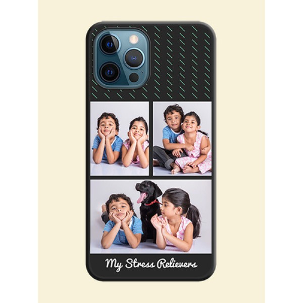 Cross Dotted Pattern with 2 Image Holder on Personalised Space Black Soft Matte Cases - iPhone 12 Pro Cross Dotted Pattern with 2 Image Holder on Personalised Space Black Soft Matte Cases - iPhone 12 Pro