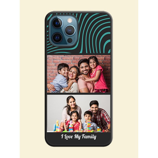 Wave Pattern with 2 Image Holder on Space Black Personalized Soft Matte Phone Covers - iPhone 12 Pro Wave Pattern with 2 Image Holder on Space Black Personalized Soft Matte Phone Covers - iPhone 12 Pro