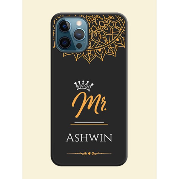 Mr Name with Floral Design on Personalised Space Black Soft Matte Cases - iPhone 12 Pro Mr Name with Floral Design on Personalised Space Black Soft Matte Cases - iPhone 12 Pro