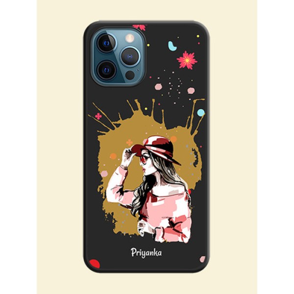 Mordern Lady With Color Splash Background With Custom Text On Space Black Personalized Soft Matte Phone Covers -Apple Iphone 12 Pro