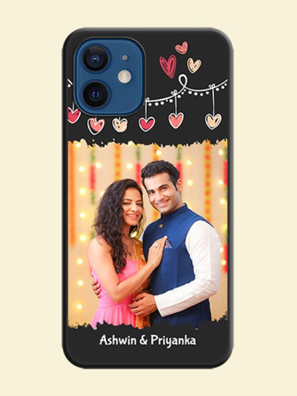 Pink Love Hangings with Name on Space Black Custom Soft Matte Phone Cases - iPhone 12