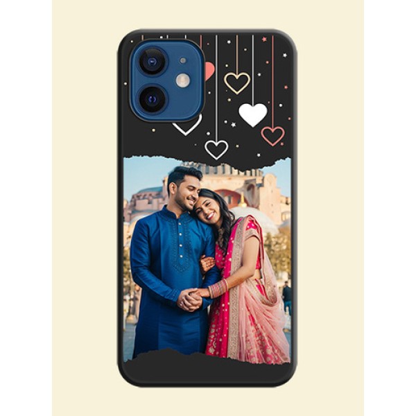 Love Hangings with Splash Wave Picture on Space Black Custom Soft Matte Phone Back Cover - iPhone 12 Love Hangings with Splash Wave Picture on Space Black Custom Soft Matte Phone Back Cover - iPhone 12
