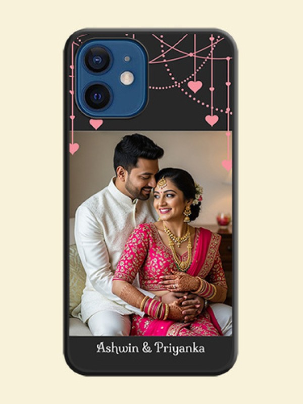 Pink Love Hangings with Text on Space Black Custom Soft Matte Back Cover - iPhone 12