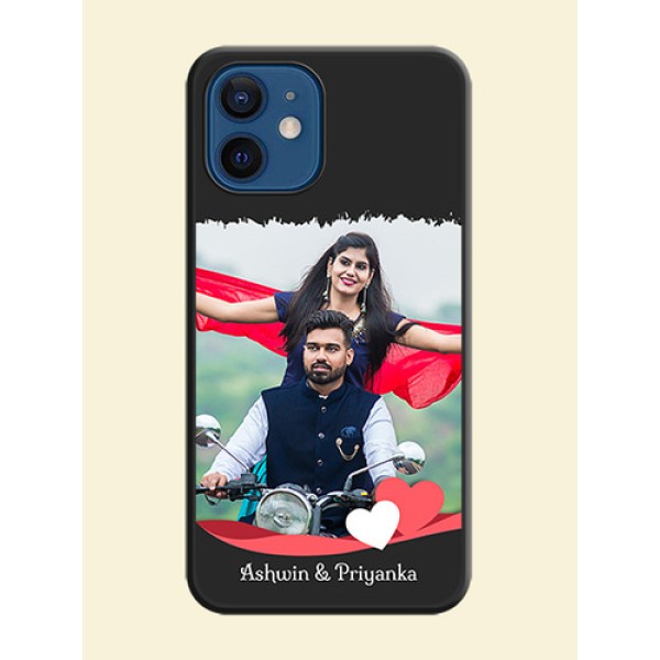 Pin Color Love Shaped Ribbon Design with Text on Space Black Custom Soft Matte Phone Back Cover - iPhone 12 Pin Color Love Shaped Ribbon Design with Text on Space Black Custom Soft Matte Phone Back Cover - iPhone 12