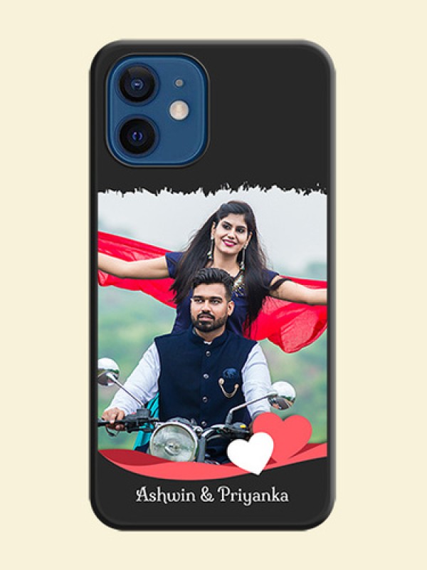 Pin Color Love Shaped Ribbon Design with Text on Space Black Custom Soft Matte Phone Back Cover - iPhone 12