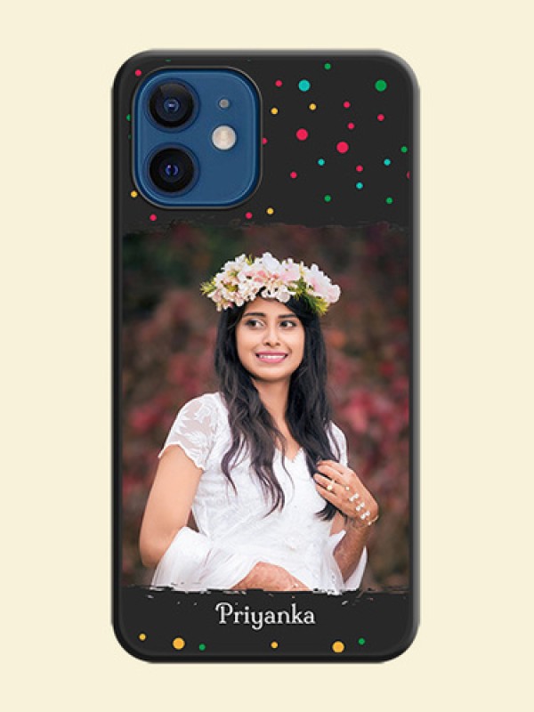 Multicolor Dotted Pattern with Text on Space Black Custom Soft Matte Phone Back Cover - iPhone 12