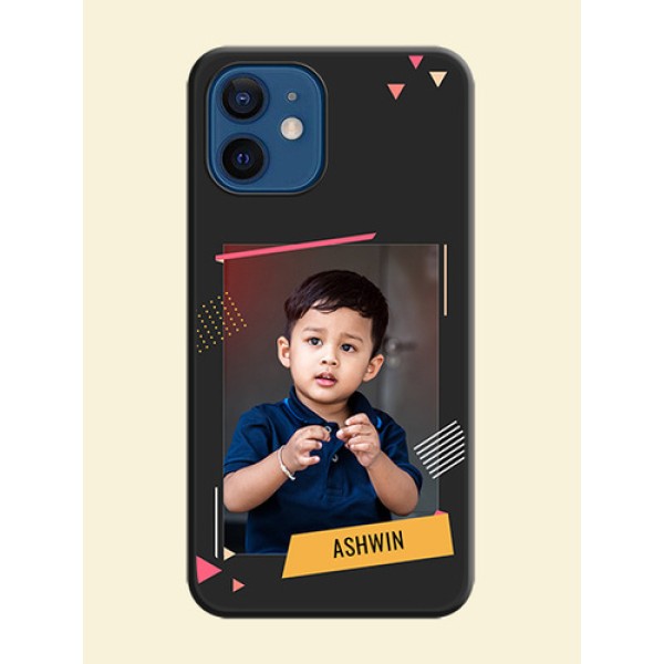 Photo Frame with Triangle Small Dots on Photo on Space Black Soft Matte Back Cover - iPhone 12 Photo Frame with Triangle Small Dots on Photo on Space Black Soft Matte Back Cover - iPhone 12