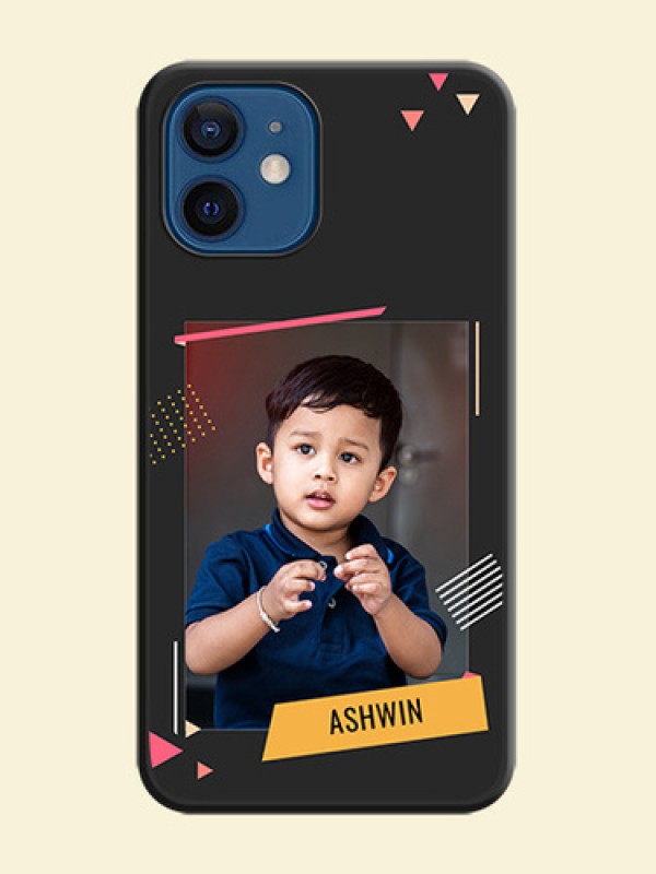 Photo Frame with Triangle Small Dots on Photo on Space Black Soft Matte Back Cover - iPhone 12