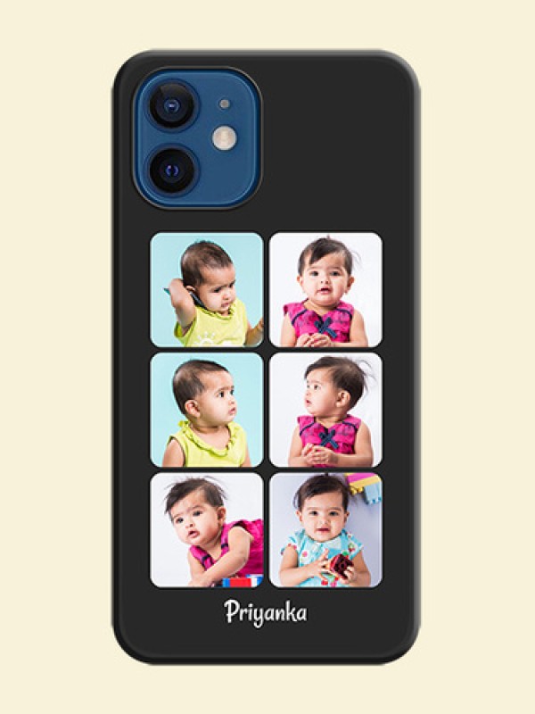 Floral Art with 6 Image Holder on Photo on Space Black Soft Matte Mobile Case - iPhone 12