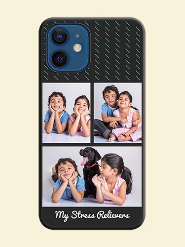 Cross Dotted Pattern with 2 Image Holder  on Personalised Space Black Soft Matte Cases - iPhone 12