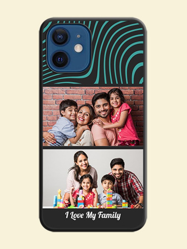 Wave Pattern with 2 Image Holder on Space Black Personalized Soft Matte Phone Covers - iPhone 12